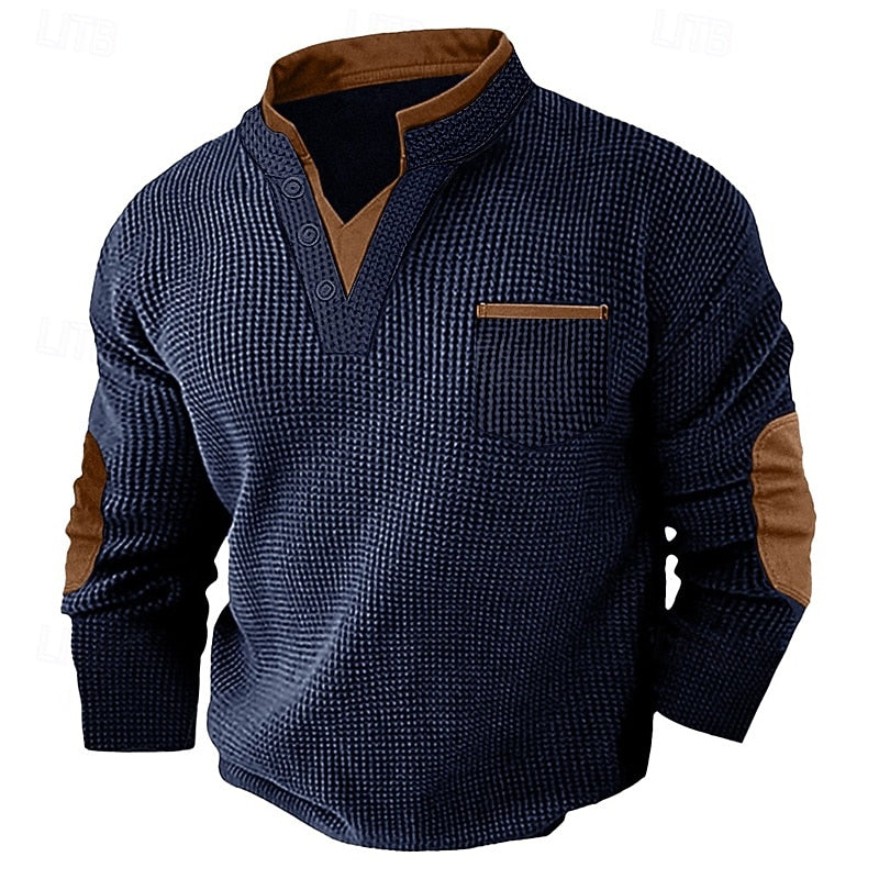 Russell | Strukturert Waffle Henley-skjorte