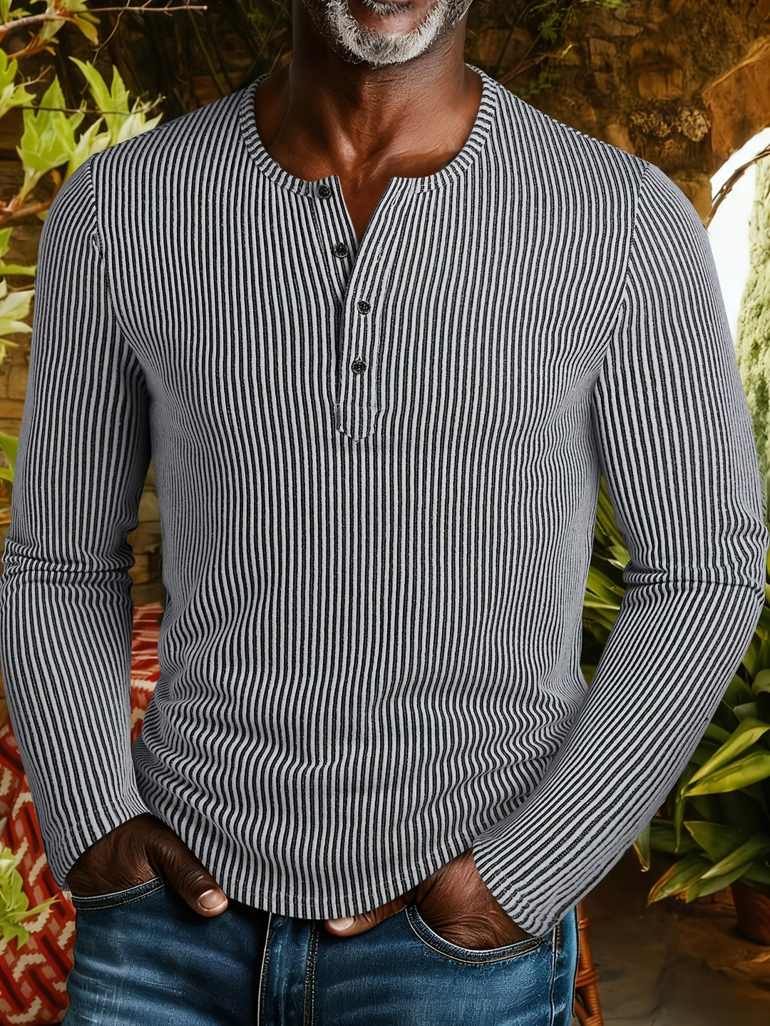 Griffin | Strukturert Ribbet Henley-skjorte
