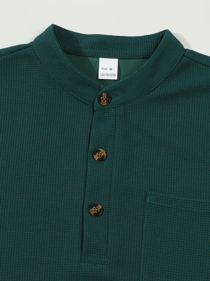 Jonathan | Strukturert Henley-skjorte med lange ermer