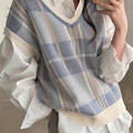 Marnie | Vintage rutete V-hals genservest