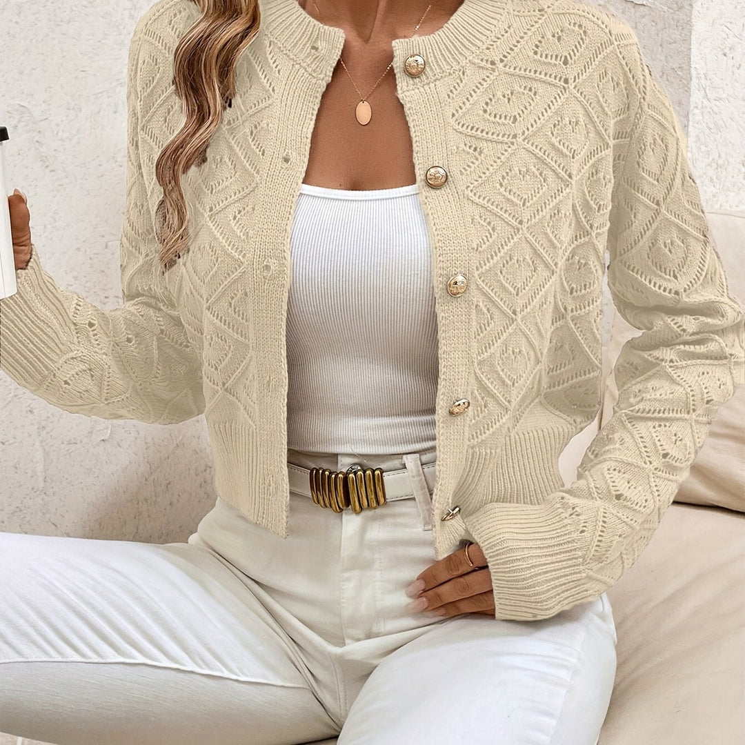 Della | Strukturert knapp-front cardigan