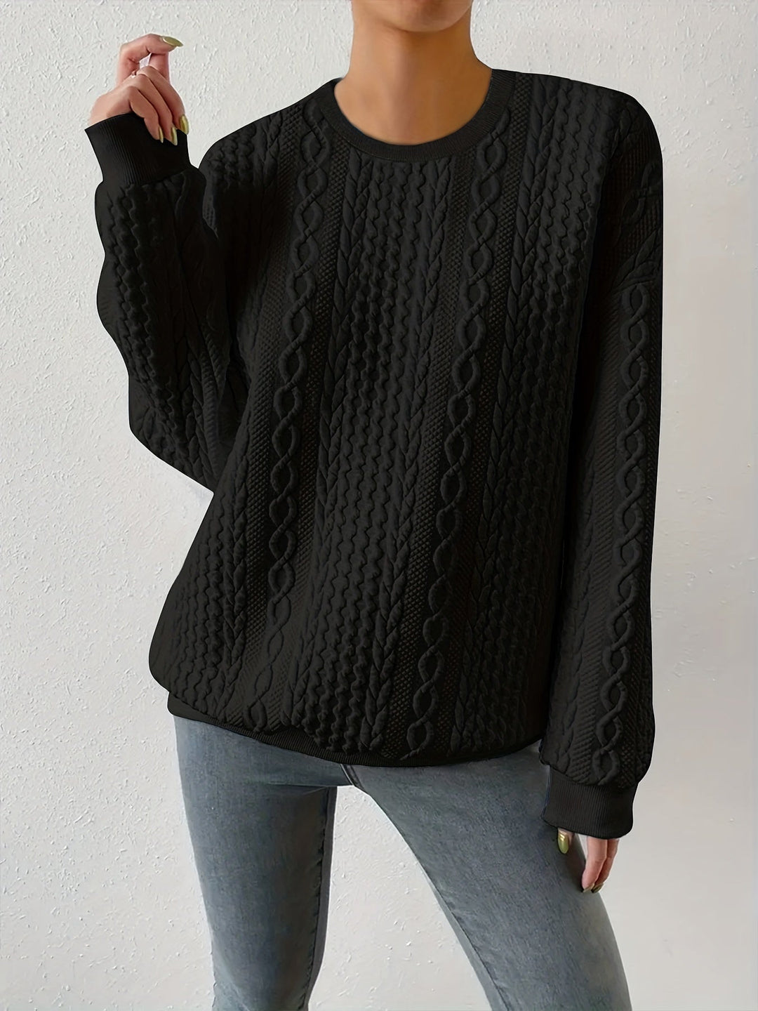 Joyce | Strukturert kabelstrikket sweatshirt