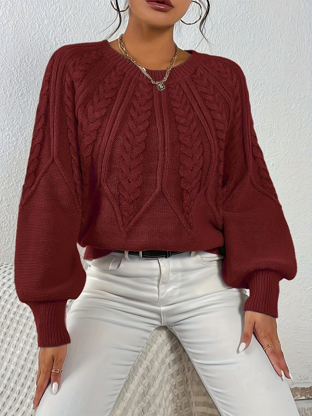 Eleanor | Avslappet kabelstrikket genser