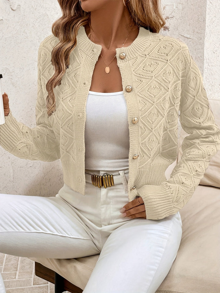 Della | Strukturert knapp-front cardigan