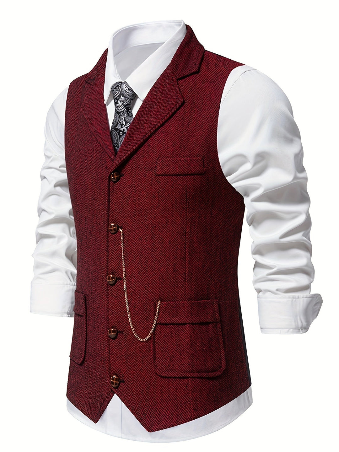 Edmund | Herringbone Enkeltknapp Vest