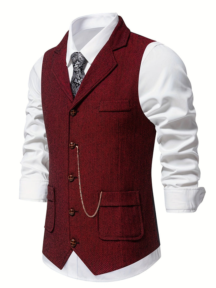 Edmund | Herringbone Enkeltknapp Vest