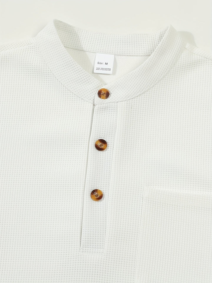 Jonathan | Strukturert Henley-skjorte med lange ermer