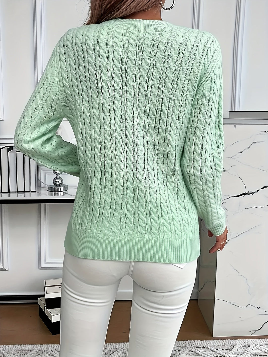 Faye | Kabelstrikket genser med rund hals
