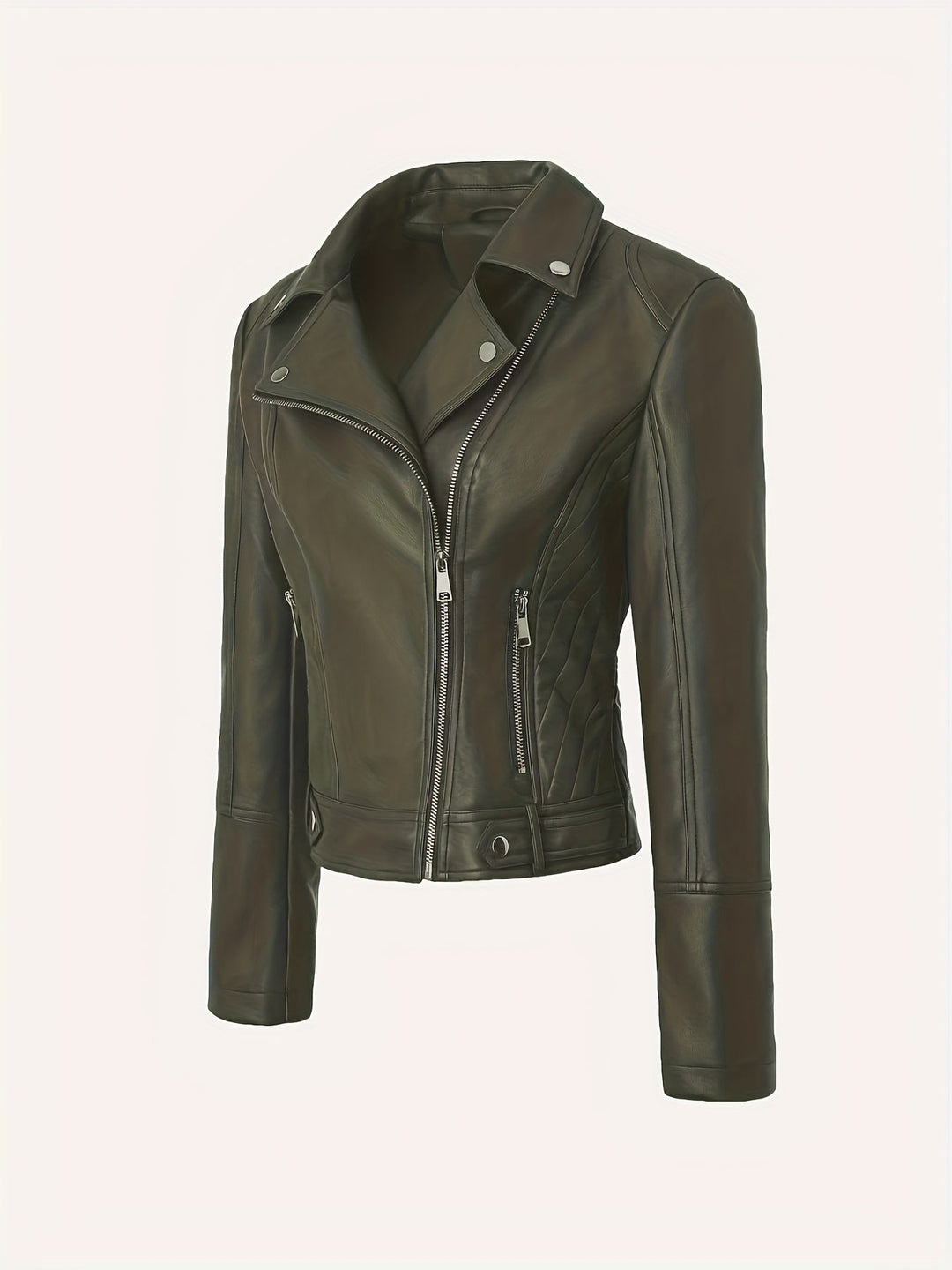 Mabel | Skulpturert Zip-Front Moto Jakke