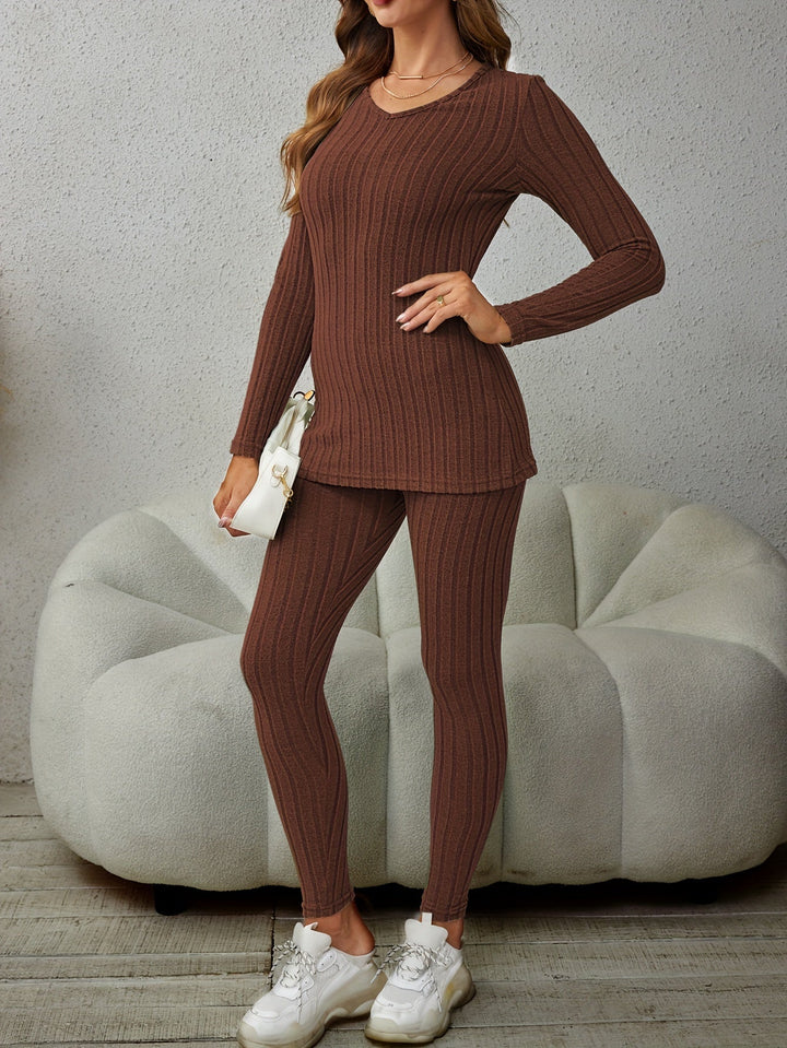 Delphina | Casual ribbestrikket to-delt sett