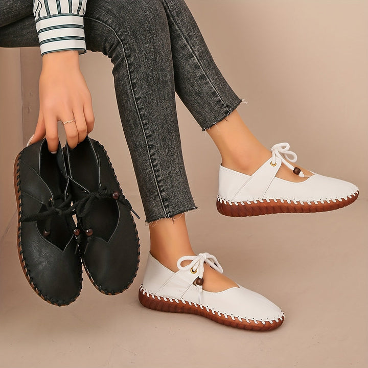 Annette | Håndlagde Snøresko Flats