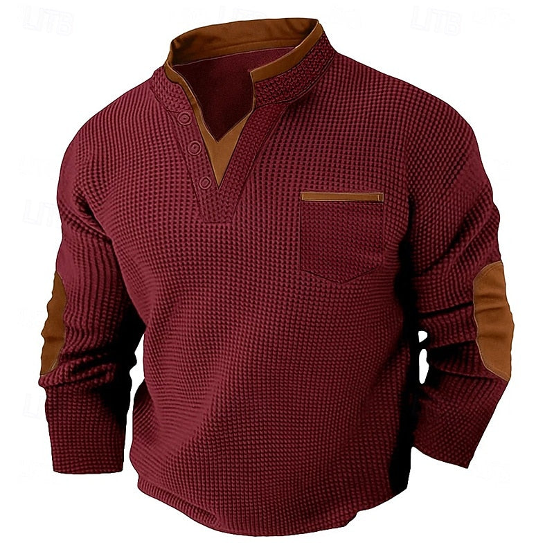 Russell | Strukturert Waffle Henley-skjorte