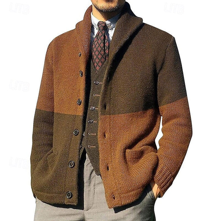 Frederick | Fargeblokk Skulderkrage Cardigan