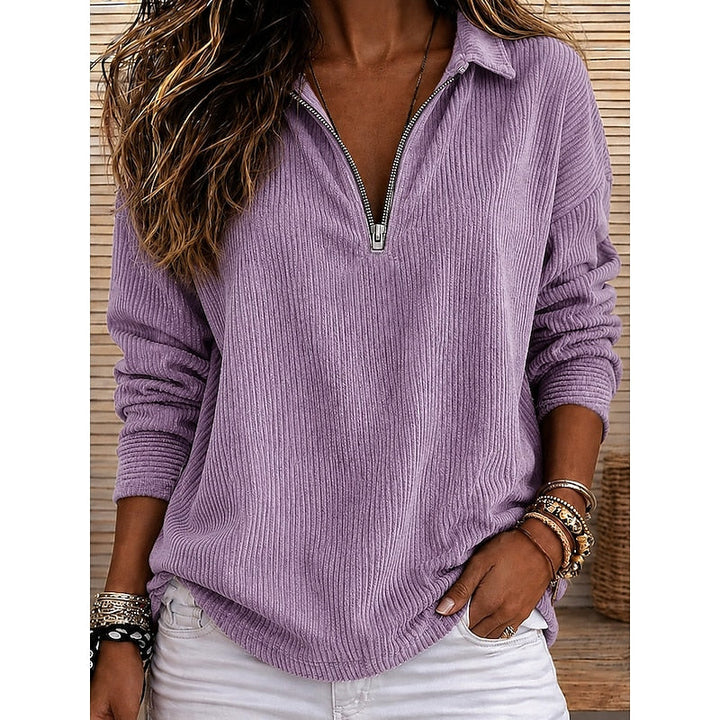 Genevra Ribbet Quarter-Zip Genser Topp