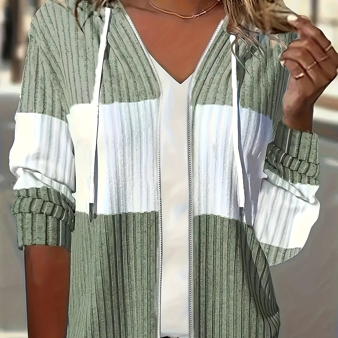 Cecilia | Strukturert Colorblock Hettegenser