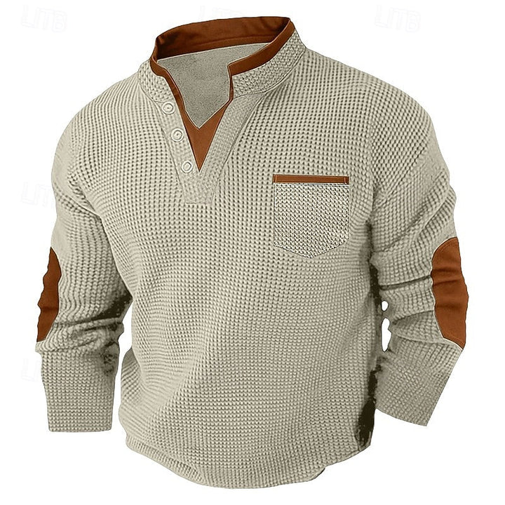 Russell | Strukturert Waffle Henley-skjorte