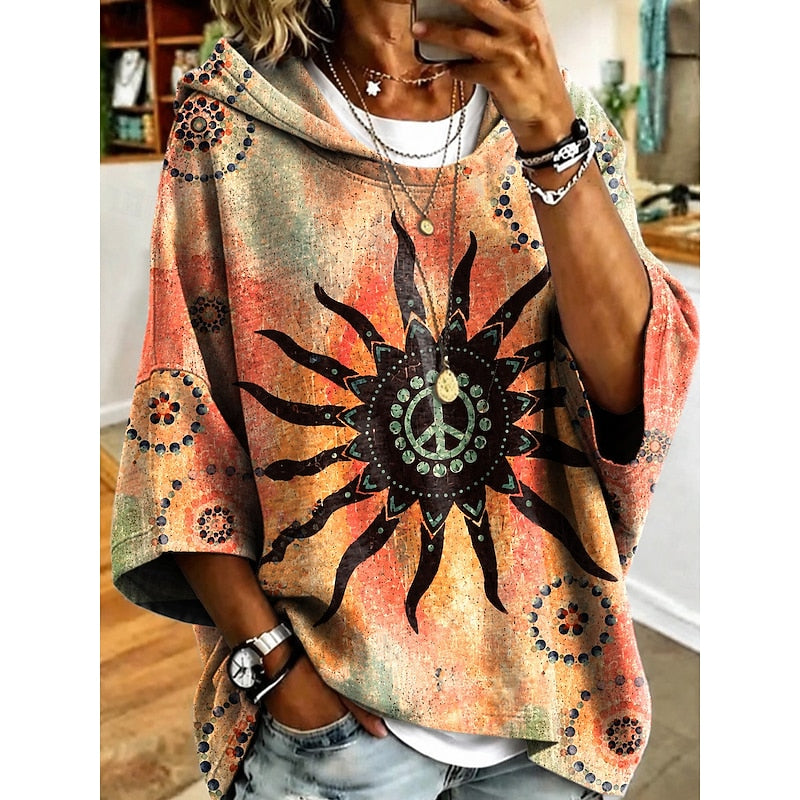 Roberta | Blomstrete Hettegenser Pullover Hoodie