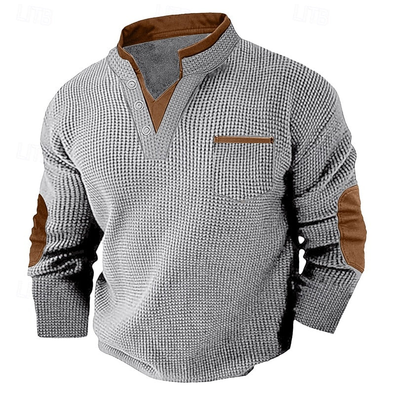 Russell | Strukturert Waffle Henley-skjorte