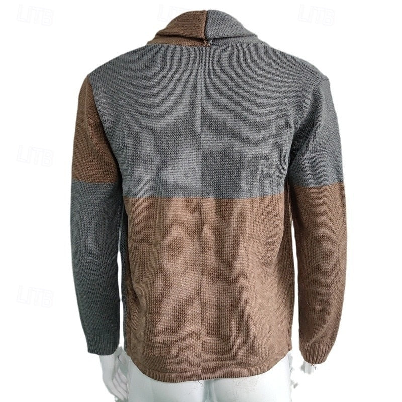 Frederick | Fargeblokk Skulderkrage Cardigan