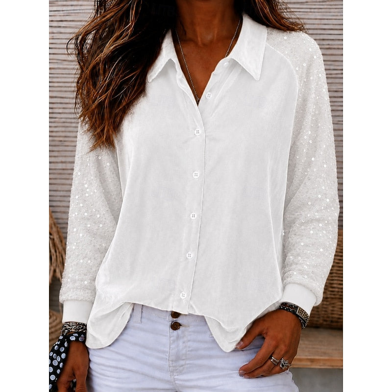 Meredith | Skjorte med glitrende ermer elegant