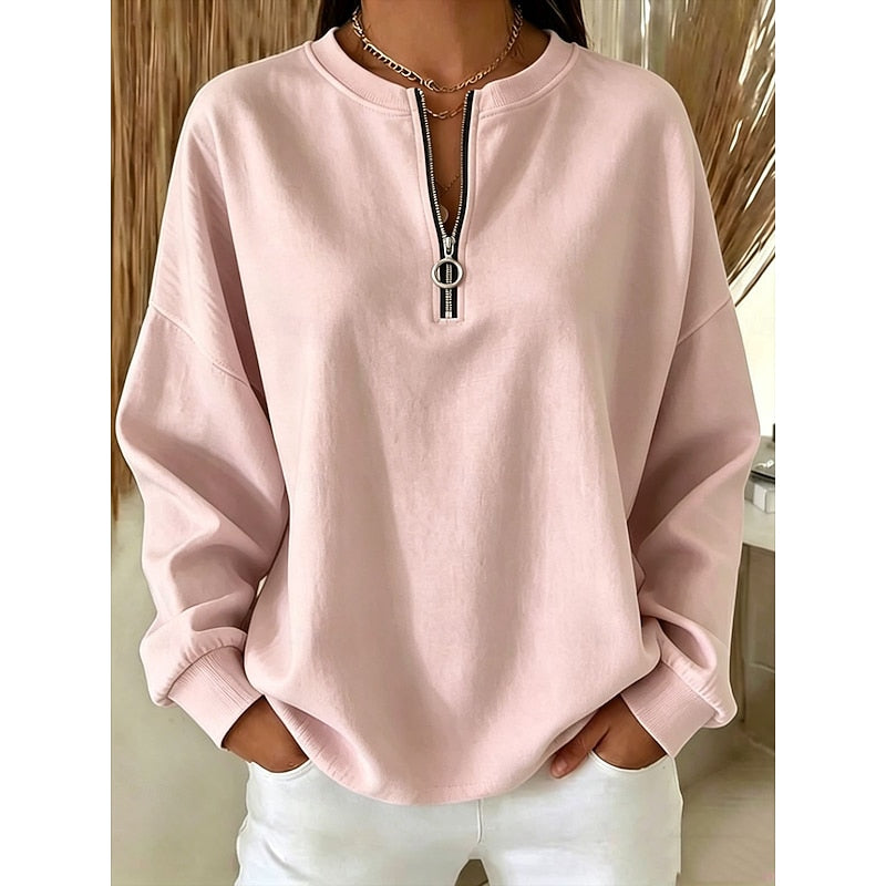 Adeline | Sweatshirt med kvartglidelås og høy hals