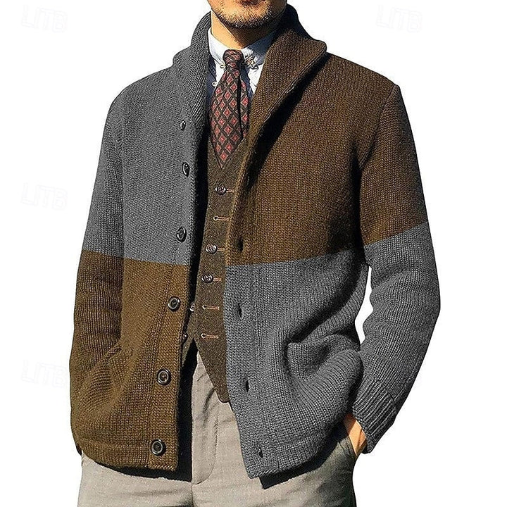 Frederick | Fargeblokk Skulderkrage Cardigan