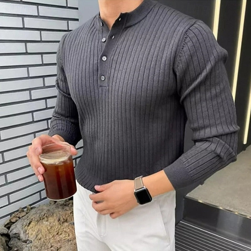 Theo | Ribbestrikket Henley-genser