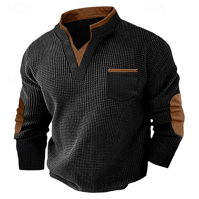Russell | Strukturert Waffle Henley-skjorte