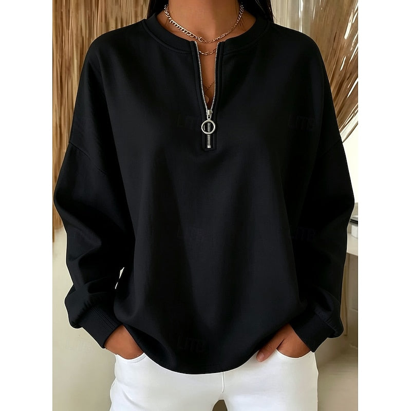 Adeline | Sweatshirt med kvartglidelås og høy hals