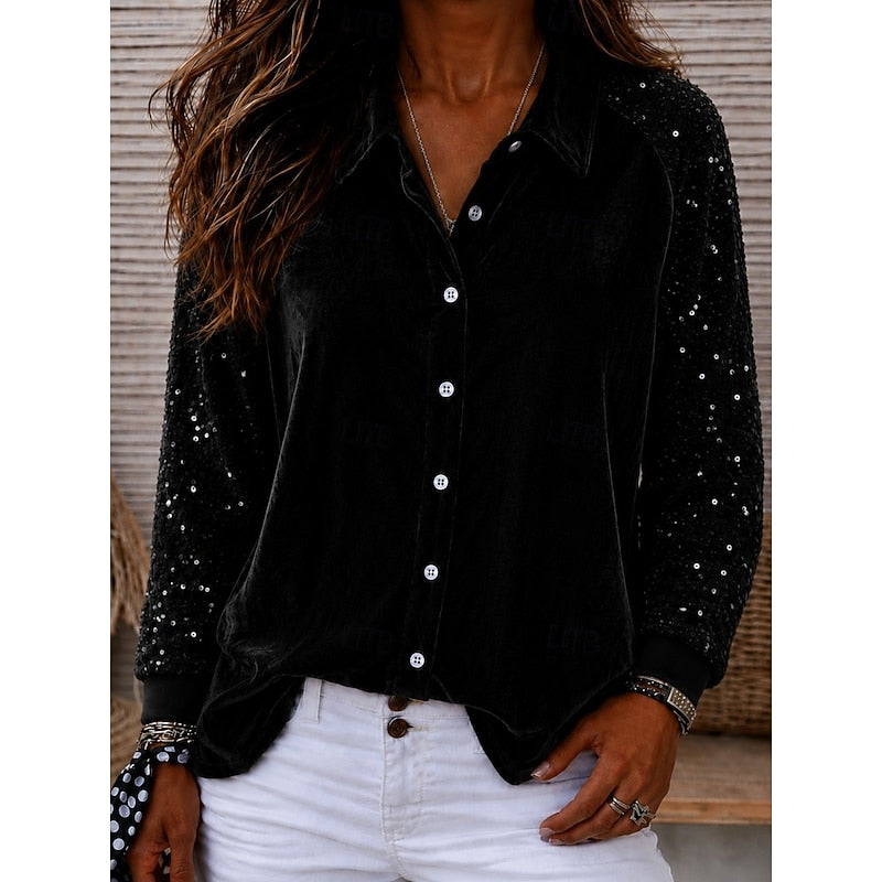 Meredith | Skjorte med glitrende ermer elegant