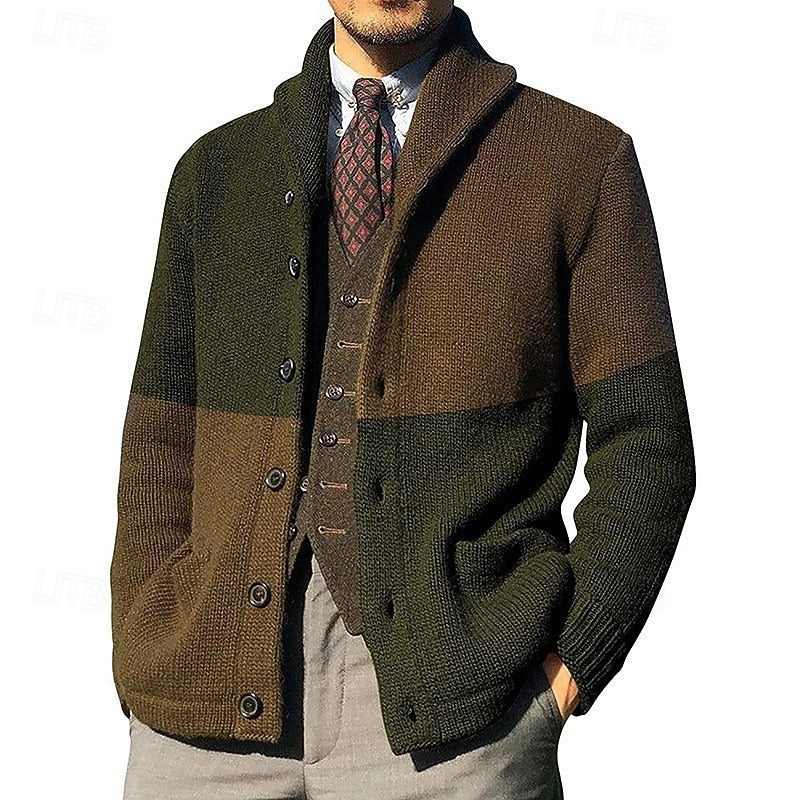 Frederick | Fargeblokk Skulderkrage Cardigan